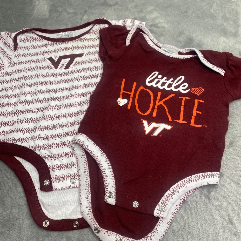 Rivalry Threads Virginia Tech “Little Hokie” and Striped VT Onesie Size 3-6 Mths